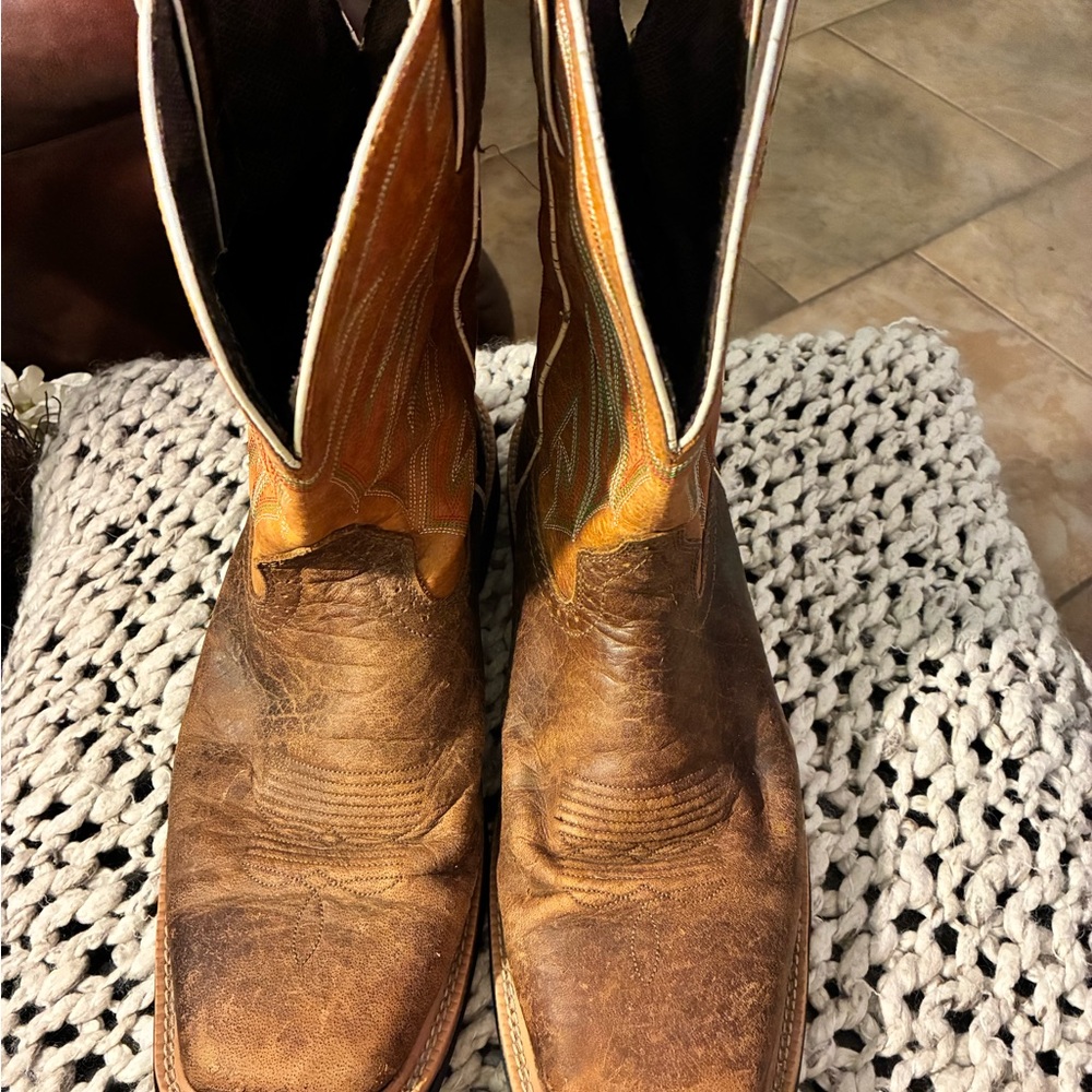 Justin work boots men’s Leather Western Boots ranch work boots size 11 1/2 D
